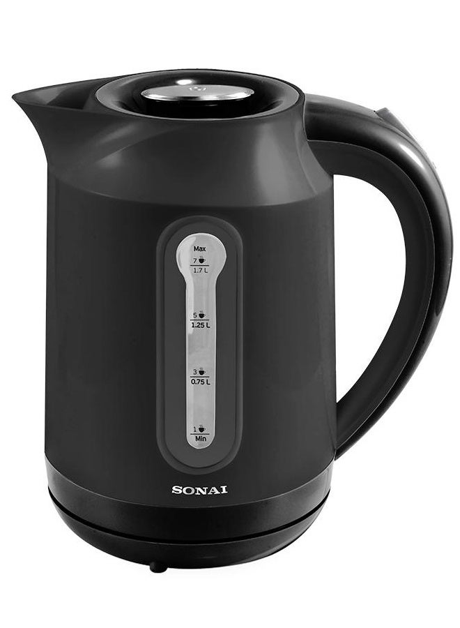 Sonai Plastic Electric Water Kettle, 1.7 Liter, 2200 Watt, Black - MAR-3000